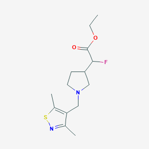 molecular formula C14H21FN2O2S B7045915 Ethyl 2-[1-[(3,5-dimethyl-1,2-thiazol-4-yl)methyl]pyrrolidin-3-yl]-2-fluoroacetate 