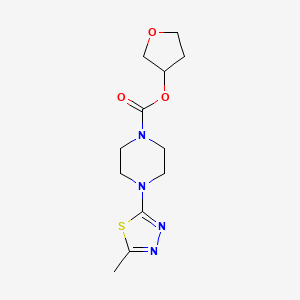 molecular formula C12H18N4O3S B7046153 Oxolan-3-yl 4-(5-methyl-1,3,4-thiadiazol-2-yl)piperazine-1-carboxylate 