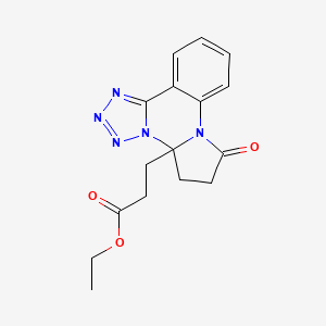 molecular formula C16H17N5O3 B7046476 Ethyl 3-(3-oxo-2,7,8,9,10-pentazatetracyclo[10.4.0.02,6.07,11]hexadeca-1(16),8,10,12,14-pentaen-6-yl)propanoate 