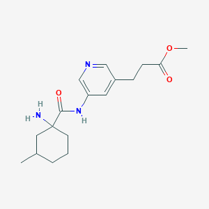 molecular formula C17H25N3O3 B7046740 Methyl 3-[5-[(1-amino-3-methylcyclohexanecarbonyl)amino]pyridin-3-yl]propanoate 