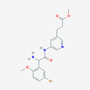 molecular formula C18H20BrN3O4 B7046746 Methyl 3-[5-[[2-amino-2-(5-bromo-2-methoxyphenyl)acetyl]amino]pyridin-3-yl]propanoate 