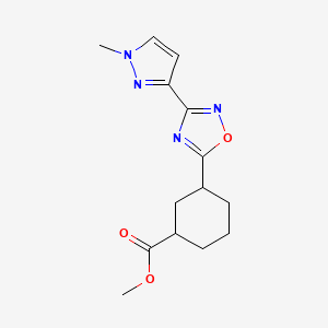 molecular formula C14H18N4O3 B7046836 Methyl 3-[3-(1-methylpyrazol-3-yl)-1,2,4-oxadiazol-5-yl]cyclohexane-1-carboxylate 