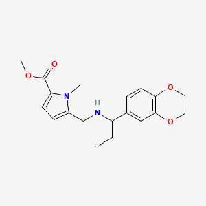 molecular formula C19H24N2O4 B7046878 Methyl 5-[[1-(2,3-dihydro-1,4-benzodioxin-6-yl)propylamino]methyl]-1-methylpyrrole-2-carboxylate 