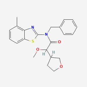 N-benzyl-2-methoxy-N-(4-methyl-1,3-benzothiazol-2-yl)-2-(oxolan-3-yl)acetamide