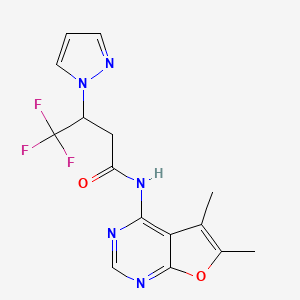 N-(5,6-dimethylfuro[2,3-d]pyrimidin-4-yl)-4,4,4-trifluoro-3-pyrazol-1-ylbutanamide