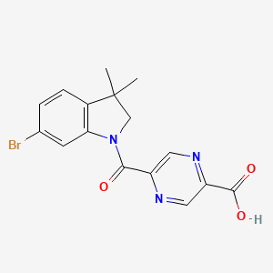 molecular formula C16H14BrN3O3 B7047960 5-(6-bromo-3,3-dimethyl-2H-indole-1-carbonyl)pyrazine-2-carboxylic acid 