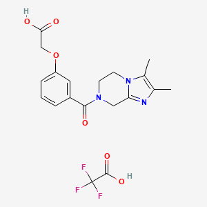 molecular formula C19H20F3N3O6 B7048022 2-[3-(2,3-dimethyl-6,8-dihydro-5H-imidazo[1,2-a]pyrazine-7-carbonyl)phenoxy]acetic acid;2,2,2-trifluoroacetic acid 