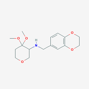 N-(2,3-dihydro-1,4-benzodioxin-6-ylmethyl)-4,4-dimethoxyoxan-3-amine