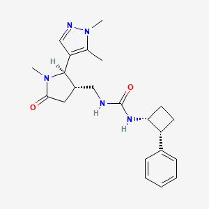 molecular formula C22H29N5O2 B7048146 1-[[(2R,3S)-2-(1,5-dimethylpyrazol-4-yl)-1-methyl-5-oxopyrrolidin-3-yl]methyl]-3-[(1R,2R)-2-phenylcyclobutyl]urea 