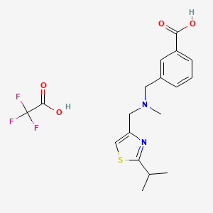 3-[[Methyl-[(2-propan-2-yl-1,3-thiazol-4-yl)methyl]amino]methyl]benzoic acid;2,2,2-trifluoroacetic acid