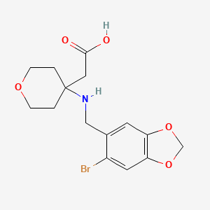 2-[4-[(6-Bromo-1,3-benzodioxol-5-yl)methylamino]oxan-4-yl]acetic acid