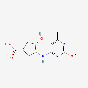 molecular formula C12H17N3O4 B7048216 3-Hydroxy-4-[(2-methoxy-6-methylpyrimidin-4-yl)amino]cyclopentane-1-carboxylic acid 