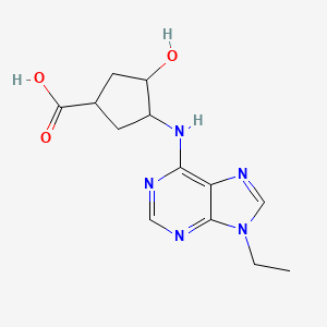 3-[(9-Ethylpurin-6-yl)amino]-4-hydroxycyclopentane-1-carboxylic acid