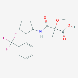 2-Methoxy-2-methyl-3-oxo-3-[[2-[2-(trifluoromethyl)phenyl]cyclopentyl]amino]propanoic acid