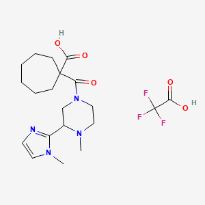 1-[4-Methyl-3-(1-methylimidazol-2-yl)piperazine-1-carbonyl]cycloheptane-1-carboxylic acid;2,2,2-trifluoroacetic acid