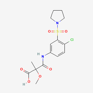 3-(4-Chloro-3-pyrrolidin-1-ylsulfonylanilino)-2-methoxy-2-methyl-3-oxopropanoic acid