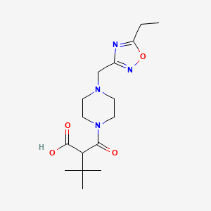 molecular formula C16H26N4O4 B7048380 2-[4-[(5-Ethyl-1,2,4-oxadiazol-3-yl)methyl]piperazine-1-carbonyl]-3,3-dimethylbutanoic acid 