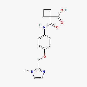 molecular formula C17H19N3O4 B7048413 1-[[4-[(1-Methylimidazol-2-yl)methoxy]phenyl]carbamoyl]cyclobutane-1-carboxylic acid 