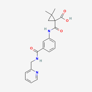 molecular formula C20H21N3O4 B7048432 2,2-Dimethyl-1-[[3-(pyridin-2-ylmethylcarbamoyl)phenyl]carbamoyl]cyclopropane-1-carboxylic acid 