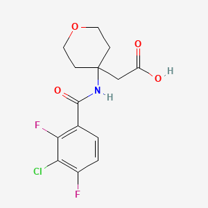 2-[4-[(3-Chloro-2,4-difluorobenzoyl)amino]oxan-4-yl]acetic acid