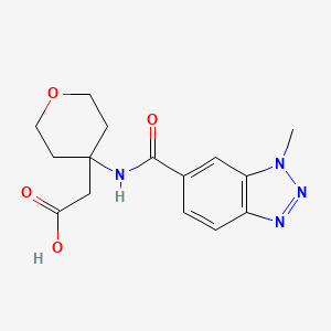 2-[4-[(3-Methylbenzotriazole-5-carbonyl)amino]oxan-4-yl]acetic acid