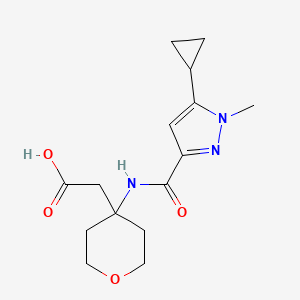 2-[4-[(5-Cyclopropyl-1-methylpyrazole-3-carbonyl)amino]oxan-4-yl]acetic acid