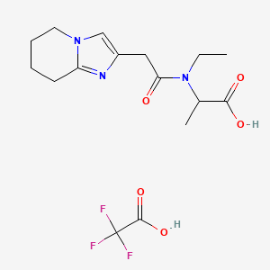 molecular formula C16H22F3N3O5 B7048534 2-[Ethyl-[2-(5,6,7,8-tetrahydroimidazo[1,2-a]pyridin-2-yl)acetyl]amino]propanoic acid;2,2,2-trifluoroacetic acid 