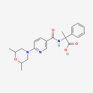 molecular formula C21H25N3O4 B7048566 2-[[6-(2,6-Dimethylmorpholin-4-yl)pyridine-3-carbonyl]amino]-2-phenylpropanoic acid 