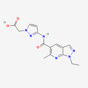 molecular formula C15H16N6O3 B7048579 2-[3-[(1-Ethyl-6-methylpyrazolo[3,4-b]pyridine-5-carbonyl)amino]pyrazol-1-yl]acetic acid 