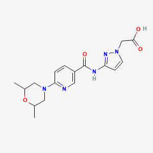 2-[3-[[6-(2,6-Dimethylmorpholin-4-yl)pyridine-3-carbonyl]amino]pyrazol-1-yl]acetic acid