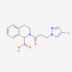 molecular formula C16H16ClN3O3 B7048602 2-[3-(4-chloropyrazol-1-yl)propanoyl]-3,4-dihydro-1H-isoquinoline-1-carboxylic acid 