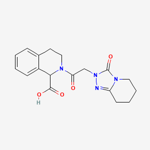 molecular formula C18H20N4O4 B7048633 2-[2-(3-oxo-5,6,7,8-tetrahydro-[1,2,4]triazolo[4,3-a]pyridin-2-yl)acetyl]-3,4-dihydro-1H-isoquinoline-1-carboxylic acid 