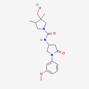 molecular formula C19H27N3O4 B7048649 3-(hydroxymethyl)-N-[1-(3-methoxyphenyl)-5-oxopyrrolidin-3-yl]-3,4-dimethylpyrrolidine-1-carboxamide 