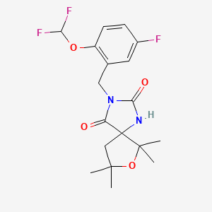 3-[[2-(Difluoromethoxy)-5-fluorophenyl]methyl]-6,6,8,8-tetramethyl-7-oxa-1,3-diazaspiro[4.4]nonane-2,4-dione