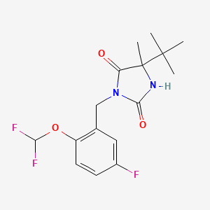 5-Tert-butyl-3-[[2-(difluoromethoxy)-5-fluorophenyl]methyl]-5-methylimidazolidine-2,4-dione