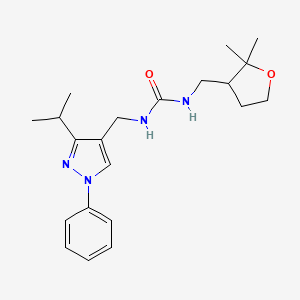 molecular formula C21H30N4O2 B7048686 1-[(2,2-Dimethyloxolan-3-yl)methyl]-3-[(1-phenyl-3-propan-2-ylpyrazol-4-yl)methyl]urea 