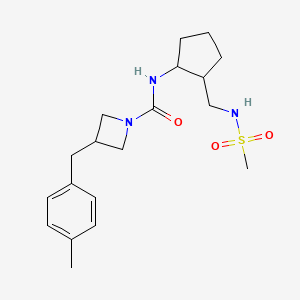 molecular formula C19H29N3O3S B7048714 N-[2-(methanesulfonamidomethyl)cyclopentyl]-3-[(4-methylphenyl)methyl]azetidine-1-carboxamide 