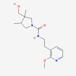 molecular formula C16H25N3O3 B7048716 3-(hydroxymethyl)-N-[2-(2-methoxypyridin-3-yl)ethyl]-3,4-dimethylpyrrolidine-1-carboxamide 