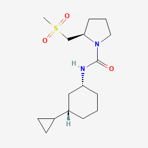 molecular formula C16H28N2O3S B7048749 (2R)-N-[(1R,3S)-3-cyclopropylcyclohexyl]-2-(methylsulfonylmethyl)pyrrolidine-1-carboxamide 