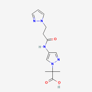 molecular formula C13H17N5O3 B7048775 2-Methyl-2-[4-(3-pyrazol-1-ylpropanoylamino)pyrazol-1-yl]propanoic acid 