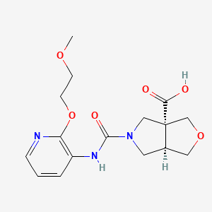 molecular formula C16H21N3O6 B7048814 (3aR,6aR)-5-[[2-(2-methoxyethoxy)pyridin-3-yl]carbamoyl]-3,4,6,6a-tetrahydro-1H-furo[3,4-c]pyrrole-3a-carboxylic acid 