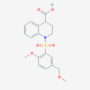 molecular formula C19H21NO6S B7048816 1-[2-methoxy-5-(methoxymethyl)phenyl]sulfonyl-3,4-dihydro-2H-quinoline-4-carboxylic acid 