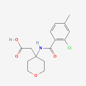 molecular formula C15H18ClNO4 B7048837 2-[4-[(2-Chloro-4-methylbenzoyl)amino]oxan-4-yl]acetic acid 