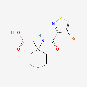 molecular formula C11H13BrN2O4S B7048845 2-[4-[(4-Bromo-1,2-thiazole-3-carbonyl)amino]oxan-4-yl]acetic acid 