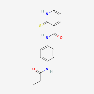 N-[4-(propanoylamino)phenyl]-2-sulfanylidene-1H-pyridine-3-carboxamide