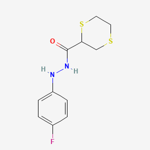 molecular formula C11H13FN2OS2 B7048875 N'-(4-fluorophenyl)-1,4-dithiane-2-carbohydrazide 