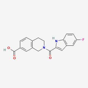 molecular formula C19H15FN2O3 B7048883 2-(5-fluoro-1H-indole-2-carbonyl)-3,4-dihydro-1H-isoquinoline-7-carboxylic acid 