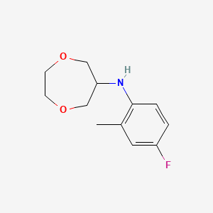 molecular formula C12H16FNO2 B7048955 N-(4-fluoro-2-methylphenyl)-1,4-dioxepan-6-amine 