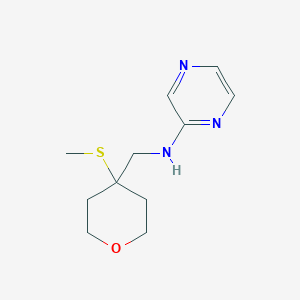 N-[(4-methylsulfanyloxan-4-yl)methyl]pyrazin-2-amine