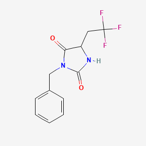 molecular formula C12H11F3N2O2 B7049038 3-Benzyl-5-(2,2,2-trifluoroethyl)imidazolidine-2,4-dione 